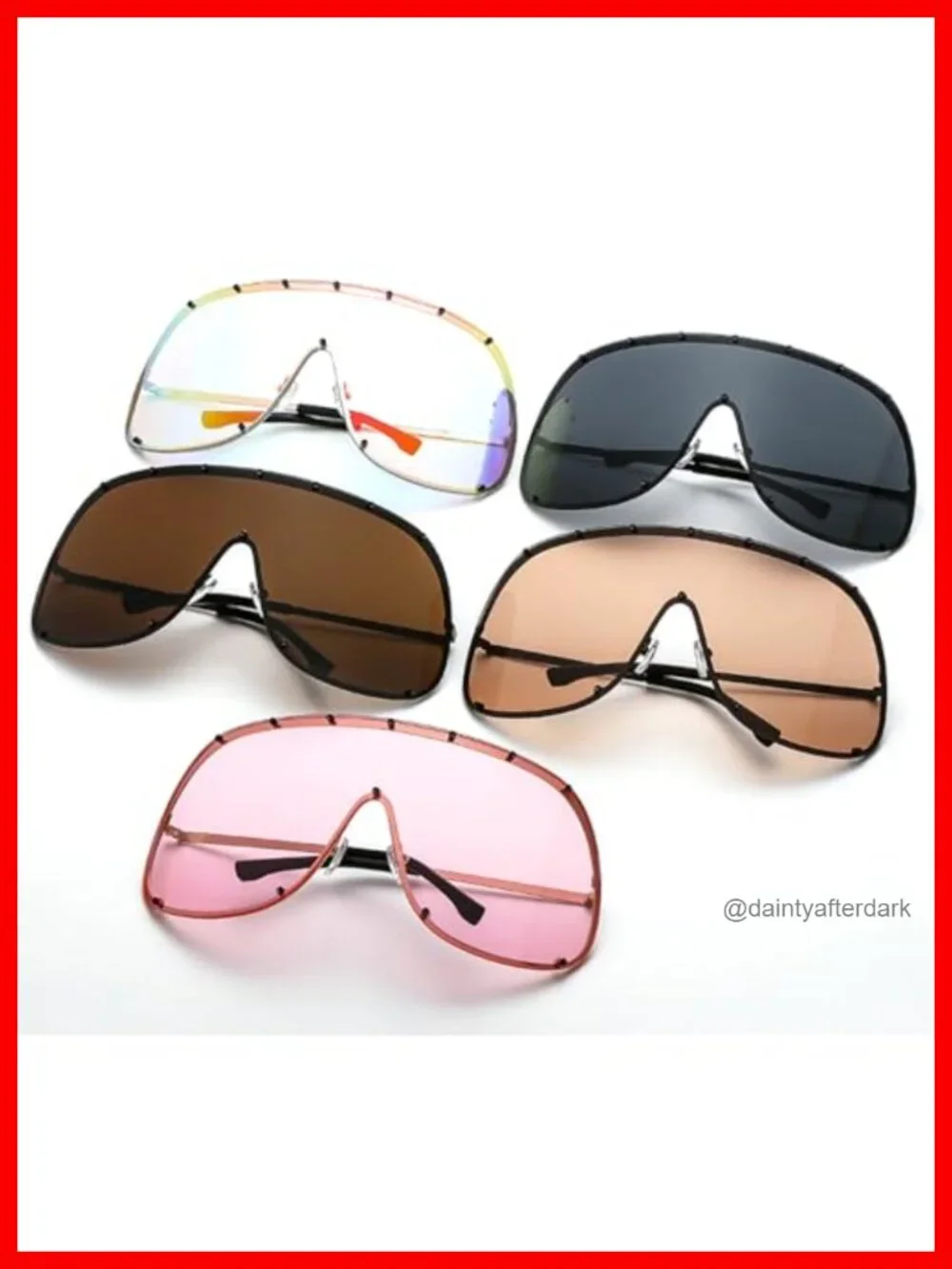 Oversized Square Shield Sunglasses UV400 Protection Metal Frame